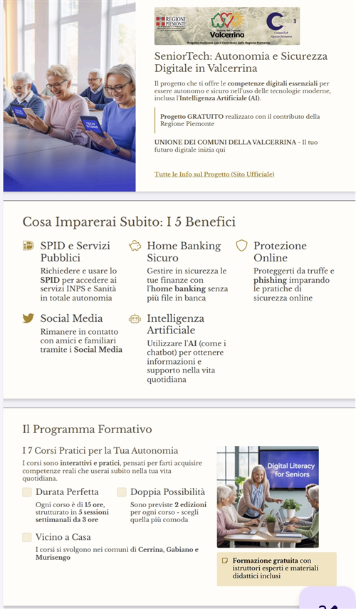 Seniortech-Autonomia e Sicurezza Digitale in Valcerrina
